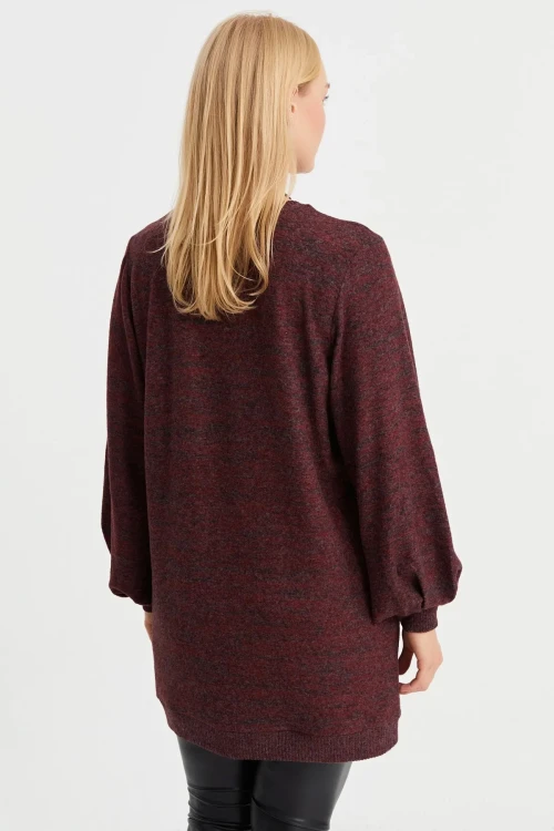 Uzun Balon Kol Bisiklet Yaka Yumuşak Dokulu Uzun Triko Kazak IHR-23Y-IZ19BIG