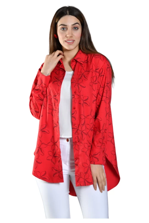 Bol Kalıp Arkası Uzun Desenli Uzun Kollu Gömlek SBD-DIOR-104