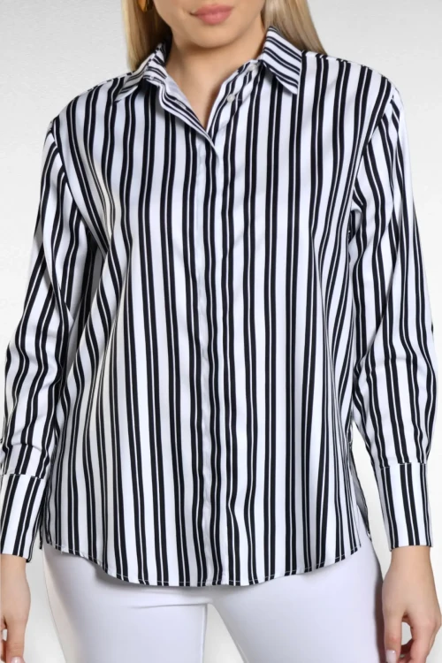 Bol Kalıp Arkası Uzun Desenli Uzun Kollu Gömlek SBD-DIOR-201