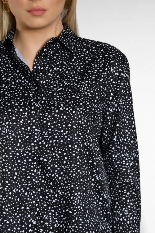 Bol Kalıp Arkası Uzun Desenli Uzun Kollu Gömlek SBD-DIOR-201