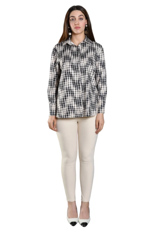 Bol Kalıp Arkası Uzun Desenli Uzun Kollu Gömlek SBD-DIOR-201S