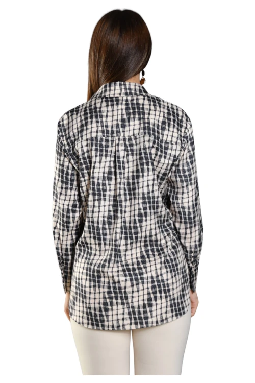 Bol Kalıp Arkası Uzun Desenli Uzun Kollu Gömlek SBD-DIOR-201S