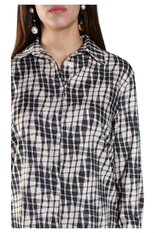 Bol Kalıp Arkası Uzun Desenli Uzun Kollu Gömlek SBD-DIOR-201S