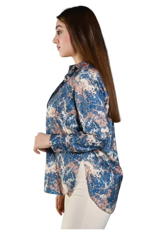 Bol Kalıp Arkası Uzun Desenli Uzun Kollu Gömlek SBD-DIOR-201S