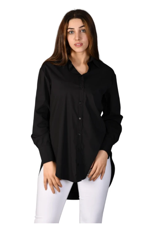 Bol Kalıp Arkası Uzun Pamuklu Uzun Kollu Gömlek SBD-NHT-104