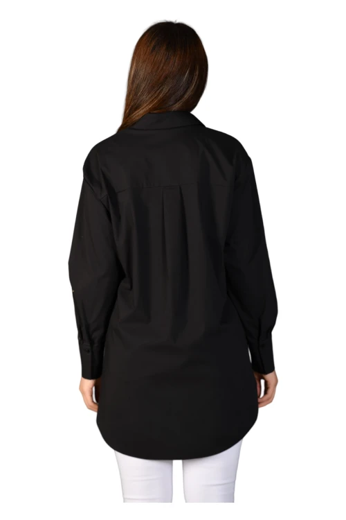 Bol Kalıp Arkası Uzun Pamuklu Uzun Kollu Gömlek SBD-NHT-104