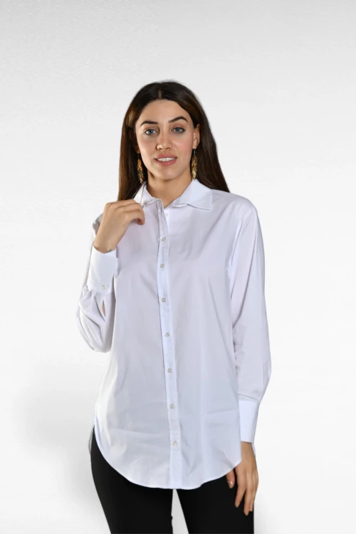 Bol Kalıp Arkası Uzun Pamuklu Uzun Kollu Gömlek SBD-NHT-104