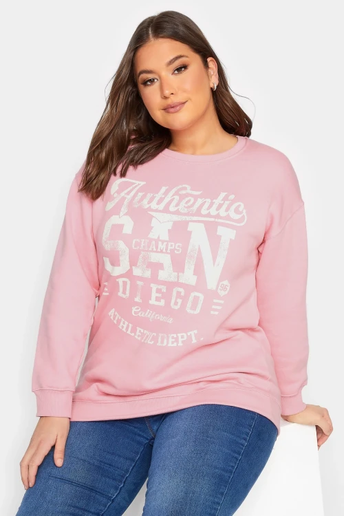 Büyük Beden Önü Yazı Baskılı Bisiklet Yaka Sweatshirt 301939