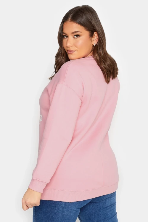 Büyük Beden Önü Yazı Baskılı Bisiklet Yaka Sweatshirt 301939