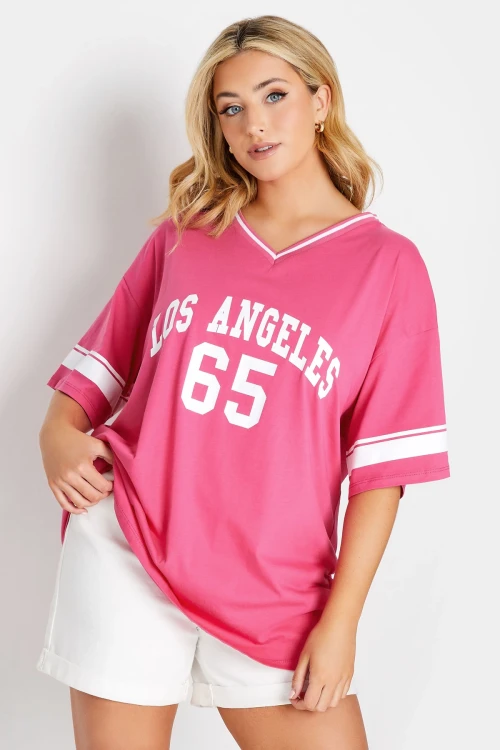 Büyük Beden Önü Baskılı V Yaka Yarım Kollu Uzun Kesim T-Shirt 320910