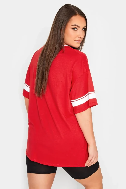 Büyük Beden Önü Baskılı V Yaka Yarım Kollu Uzun Kesim T-Shirt 321023