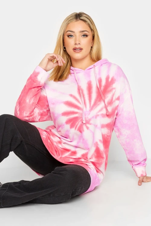 Büyük Beden Batik Desen Uzun Kollu Kapüşonlu Sweatshirt 301590