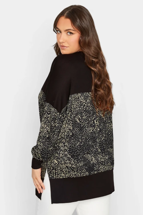 Büyük Beden Desenli Esnek Kumaş Uzun Bluz 301528