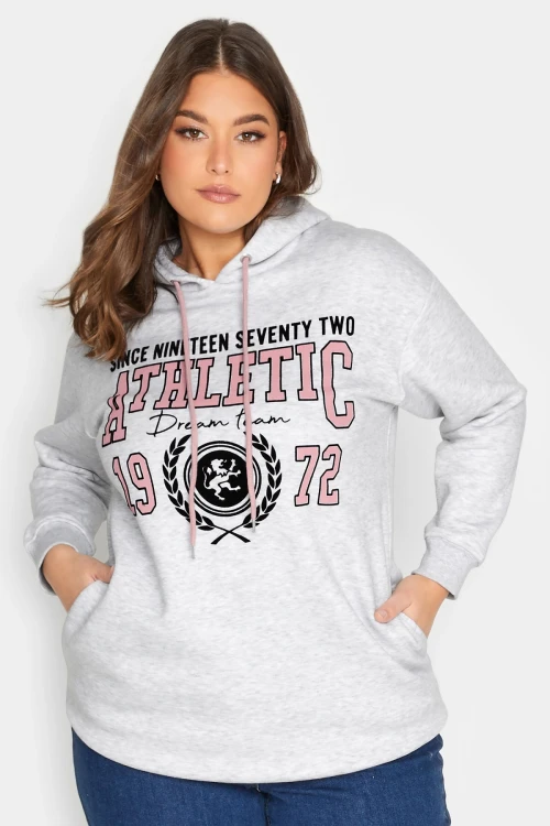 Büyük Beden Kapüşonlu Önü Yazı Baskılı Cepli Sweatshirt 173597