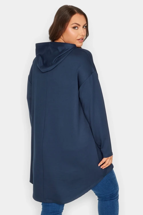 Büyük Beden Kapüşonlu Payetli Asimetrik Uzun Kesim Sweatshirt 301768