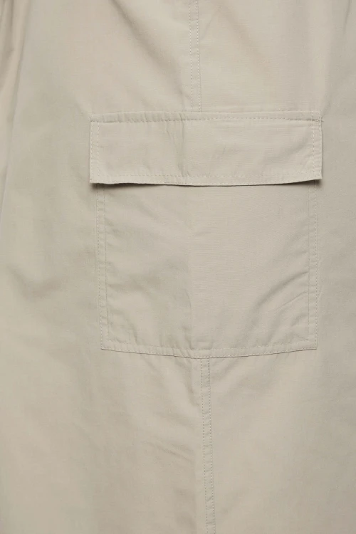 Büyük Beden Midi Boy Beli Büzgülü Arkadan Yırtmaçlı Kargo Etek 302038