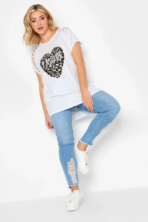 Büyük Beden Kesik Omuz Detaylı Bisiklet Yaka Yarım Kollu T-shirt 320942