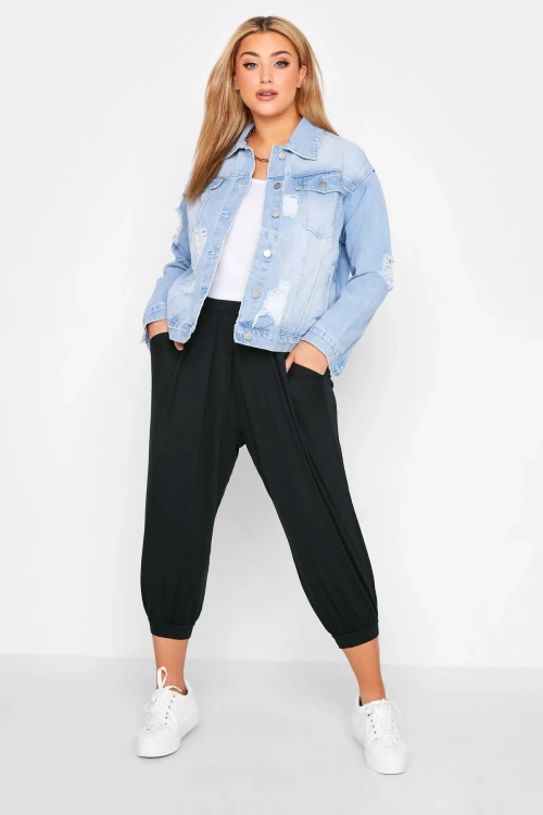 Büyük Beden Paçası ve Beli Lastik Detaylı Cepli Jogger Pantolon 144458