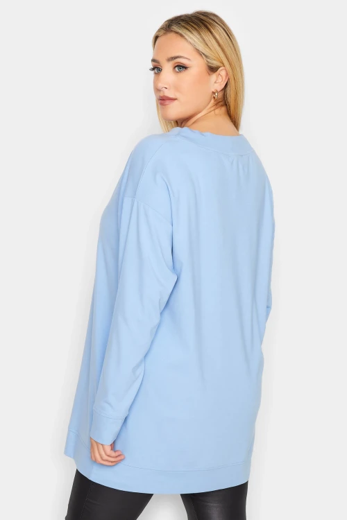 Büyük Beden Yıldız İşlemeli İpli Yaka Uzun Kesim Sweatshirt 301640