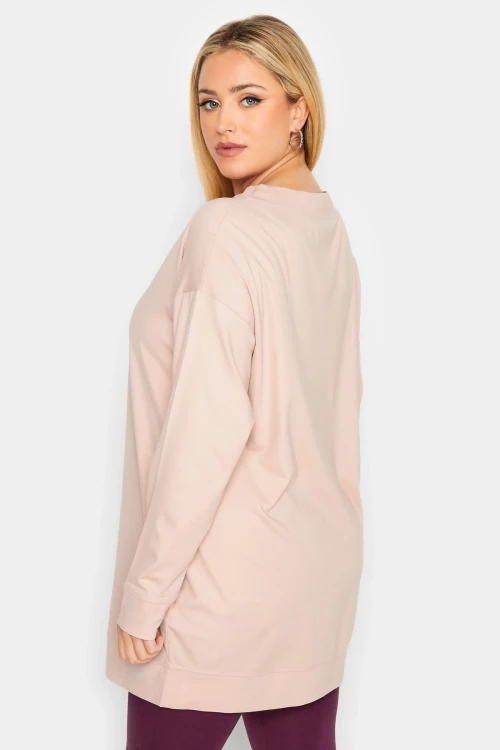 Büyük Beden Yıldız İşlemeli İpli Yaka Uzun Kesim Sweatshirt 301641