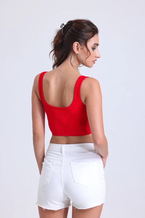 İnce Askılı Spor Kesim Toparlayıcı Crop Atlet 49BRASAME