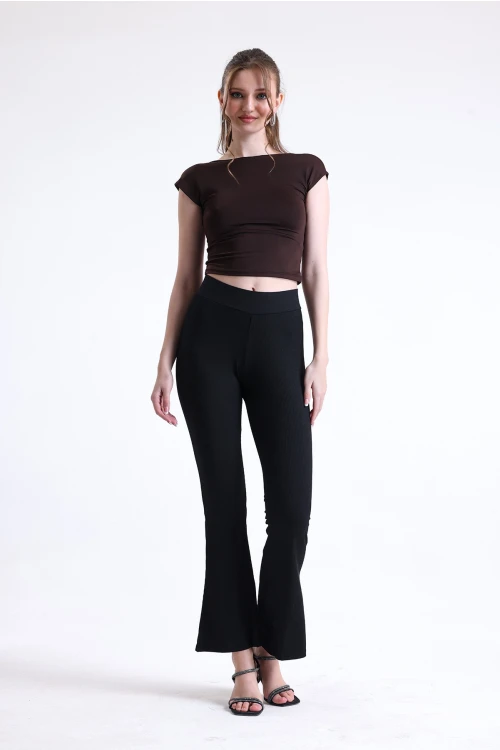 Beli Lastikli İspanyol Paça Fitilli Kumaştan Tayt Pantolon 729096