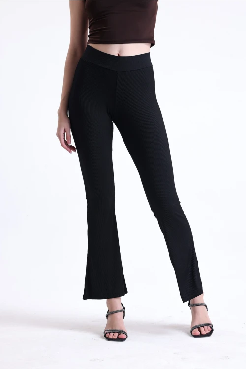 Beli Lastikli İspanyol Paça Fitilli Kumaştan Tayt Pantolon 729096