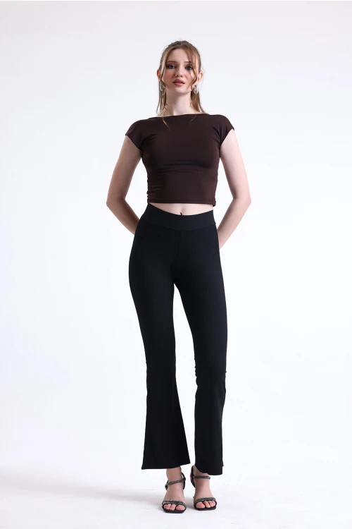 Beli Lastikli İspanyol Paça Fitilli Kumaştan Tayt Pantolon 729096