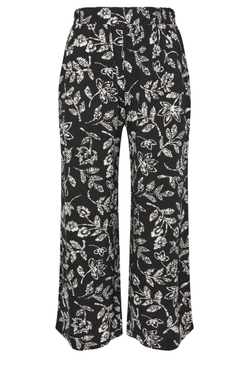 Büyük Beden Beli Lastikli Cepli Desenli Geniş Paça Pantolon 143752