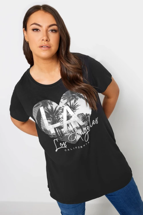 Büyük Beden Bisiklet Yaka Kısa Kollu Baskılı T-shirt 302268