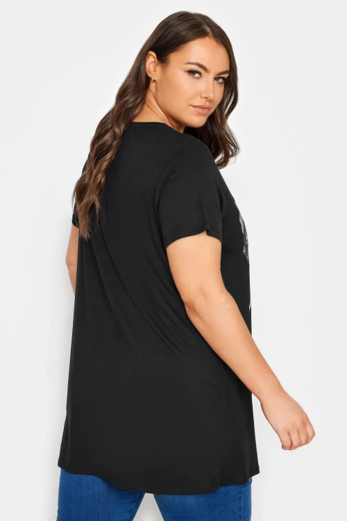 Büyük Beden Bisiklet Yaka Kısa Kollu Baskılı T-shirt 302268