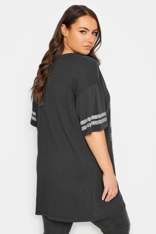 Büyük Beden Bisiklet Yaka Kısa Kollu Baskılı Yıkamalı T-shirt 302842