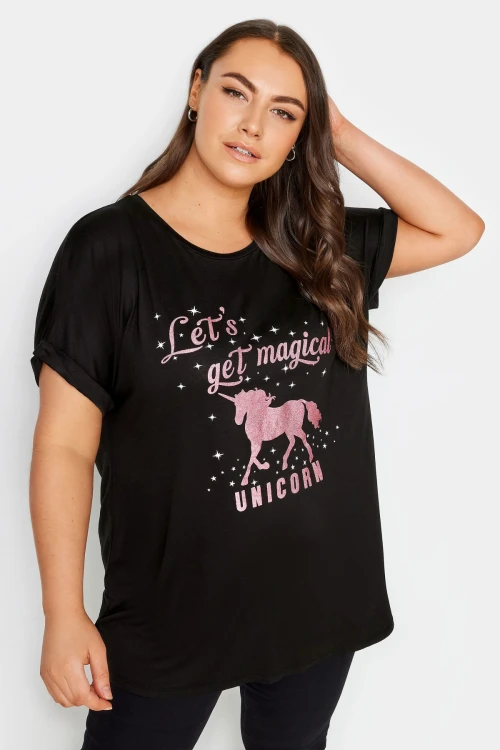 Büyük Beden Bisiklet Yaka Kısa Kollu Metalik Baskılı T-shirt 302849