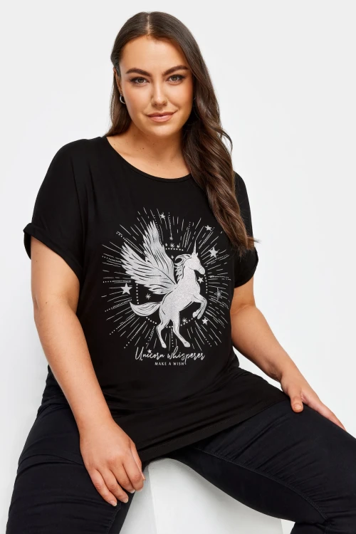 Büyük Beden Bisiklet Yaka Kısa Kollu Metalik Baskılı T-shirt 302848