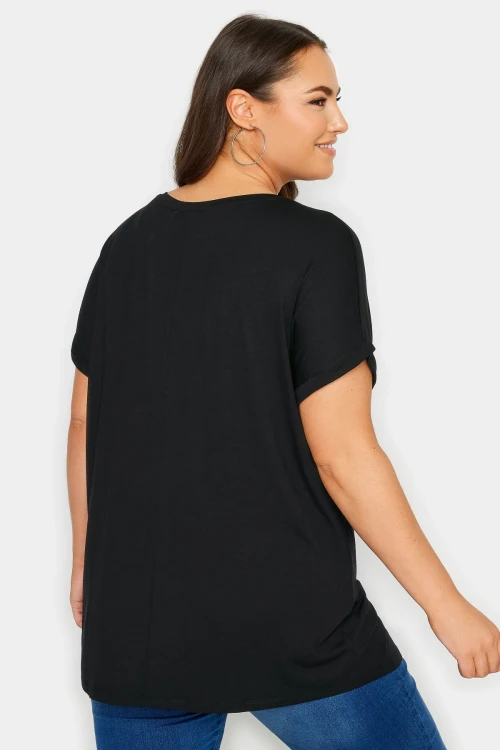Büyük Beden Bisiklet Yaka Kısa Kollu Metalik Baskılı T-shirt 302894