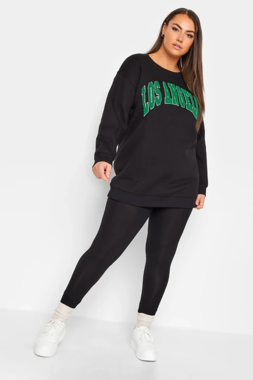 Büyük Beden Bisiklet Yaka Uzun Kollu Baskılı Sweatshirt 302685
