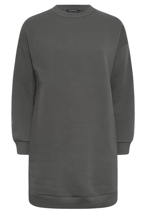 Büyük Beden Bisiklet Yaka Uzun Kollu Kısa Sweat Elbise 126444