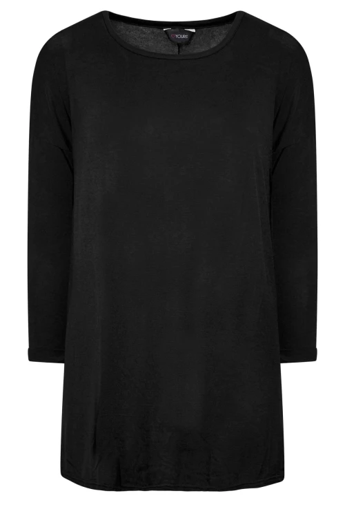 Büyük Beden Bisiklet Yaka Yırtmaç Detaylı Uzun Kollu Oversize Bluz 321292