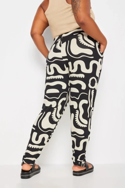 Büyük Beden Dar Paça Desenli Cepli Havuç Kesim Likralı Pantolon 143748