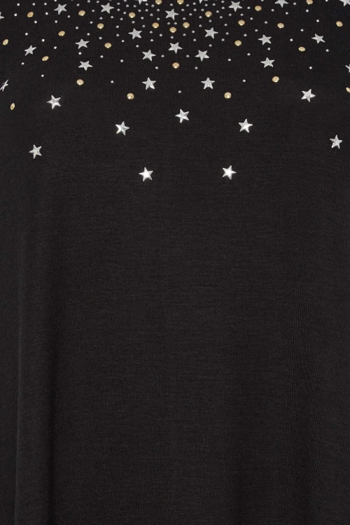 Büyük Beden Pul Detaylı V Yaka Kısa Kollu Bluz 302124