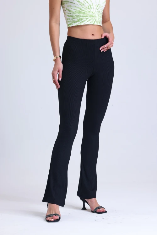 İnce Kumaş Beli Lastikli Cepsiz Tayt Pantolon 66464380