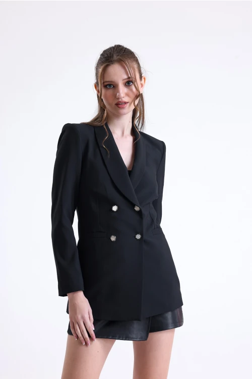 Normal Kesim Düğme Kapamalı Cep Detaylı Blazer Ceket SU-54