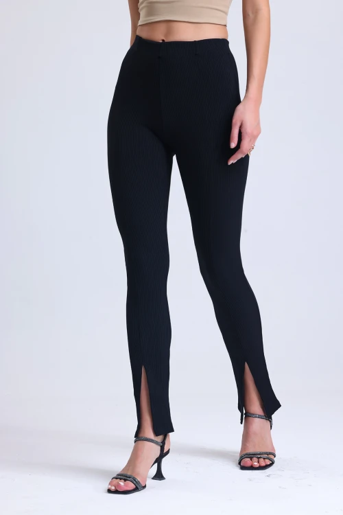 Paçası Yırtmaç Detaylı Beli Lastikli Cepsiz Tayt Pantolon 66464380