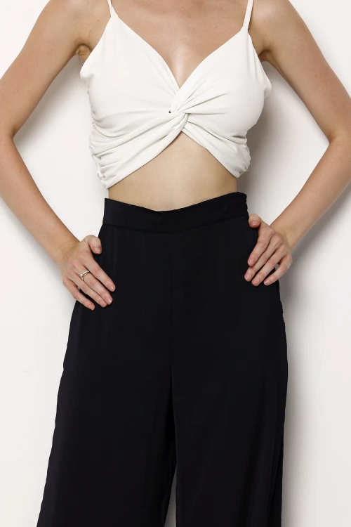 Beli Lastikli Cepsiz Rahat Kalıp Bol Paça Palazzo Pantolon