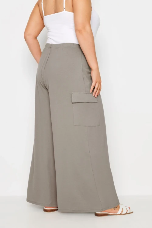 Büyük Beden Beli Lastikli Cepli Geniş Paça Kargo Pantolon 143824