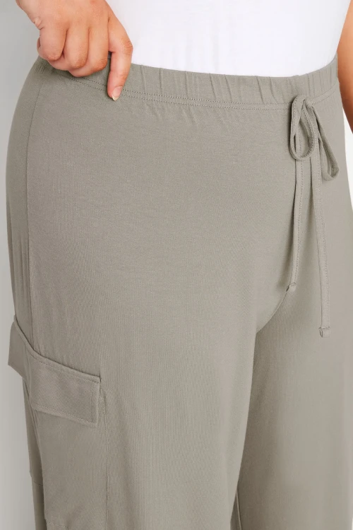 Büyük Beden Beli Lastikli Cepli Geniş Paça Kargo Pantolon 143824