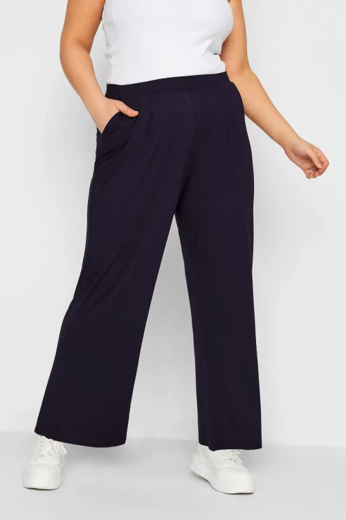 Büyük Beden Beli Lastikli Cepli Geniş Paça Pantolon 143419