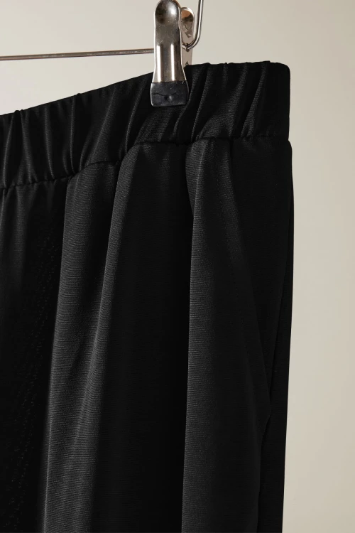 Büyük Beden Beli Lastikli Rahat Kalıp Cepli Geniş Paça Pantolon 615402