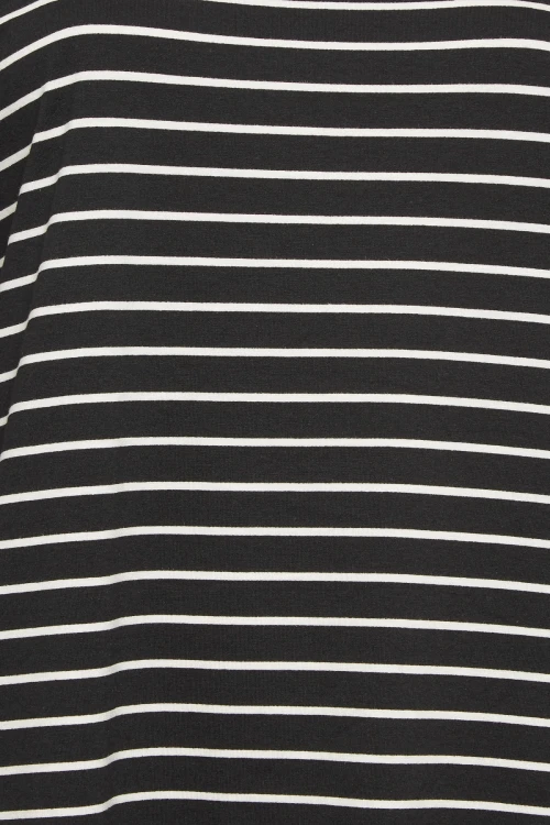 Büyük Beden Bisiklet Yaka Çift Katlı Kolları Çizgili T-shirt 302557