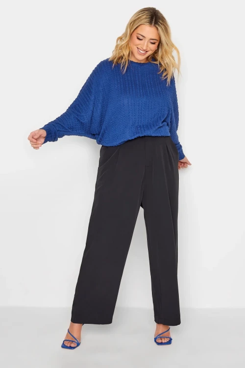 Büyük Beden Bisiklet Yaka Uzun Yarasa Kol İnce Bluz 301720